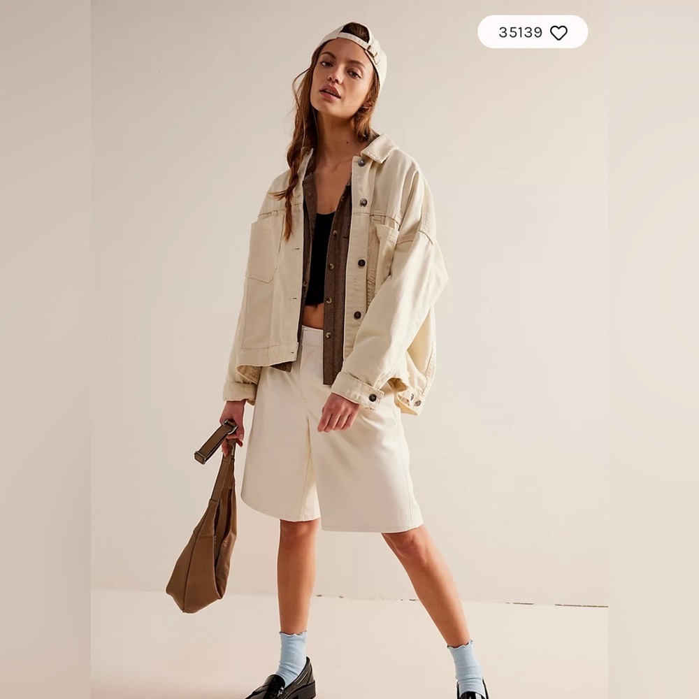 Free People Opal Swing Denim Jacket - ecru